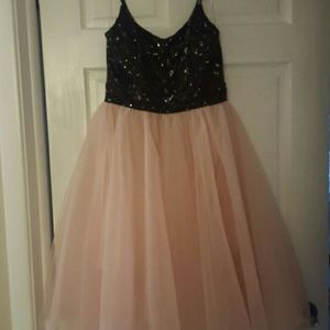 Pale pink and black sequin party dress